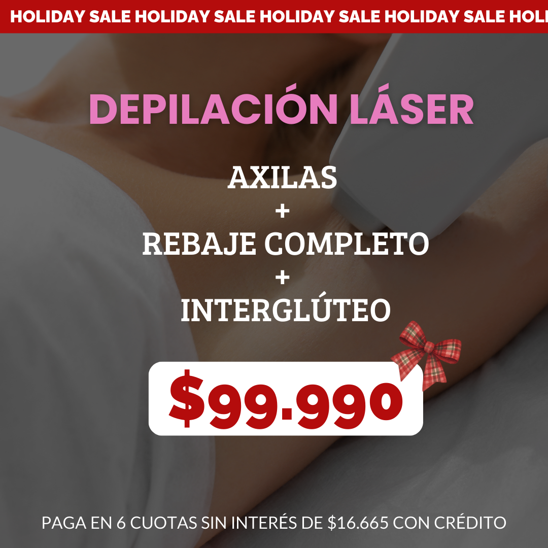 DEPILACIÓN LÁSER – Axilas + Rebaje + Interglúteo HOLIDAY (6 SESIONES)
