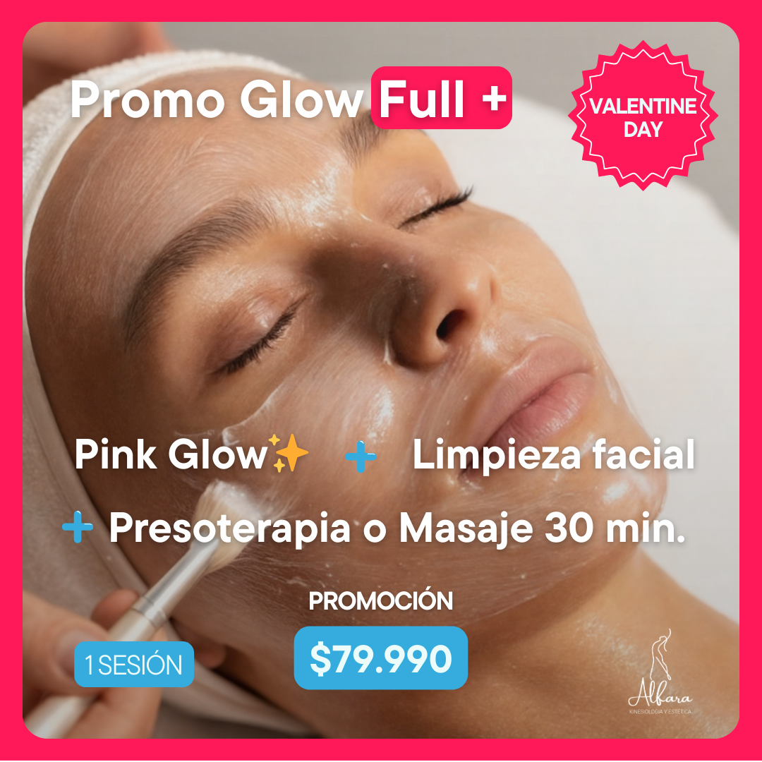 Promo Glow Up Full - Pink Glow + Limpieza Facial Profunda + Presoterapia Piernas o Masaje de Relajación 30 min (1 Sesión)