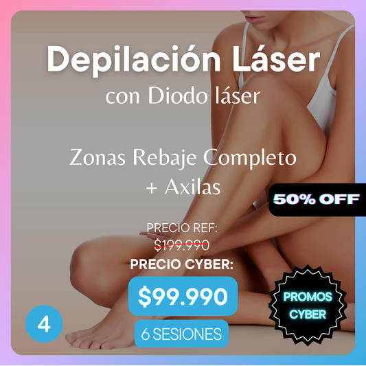 Promo Cyber 4 - Depilación Láser Zona: Axilas + Rebaje Completo