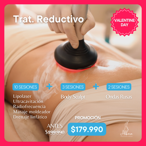 Promo Tratamiento Reductivo - Lipoláser/Cavitación/Radiofrecuencia/Masaje+Drenaje (10 Sesiones) + Body Sculpt (3 Sesiones) + Ondas Rusas (2 Sesiones)