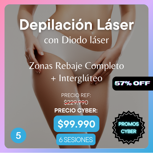 Promo Cyber 5 - Depilación Láser Zona: Axilas + Interglúteo