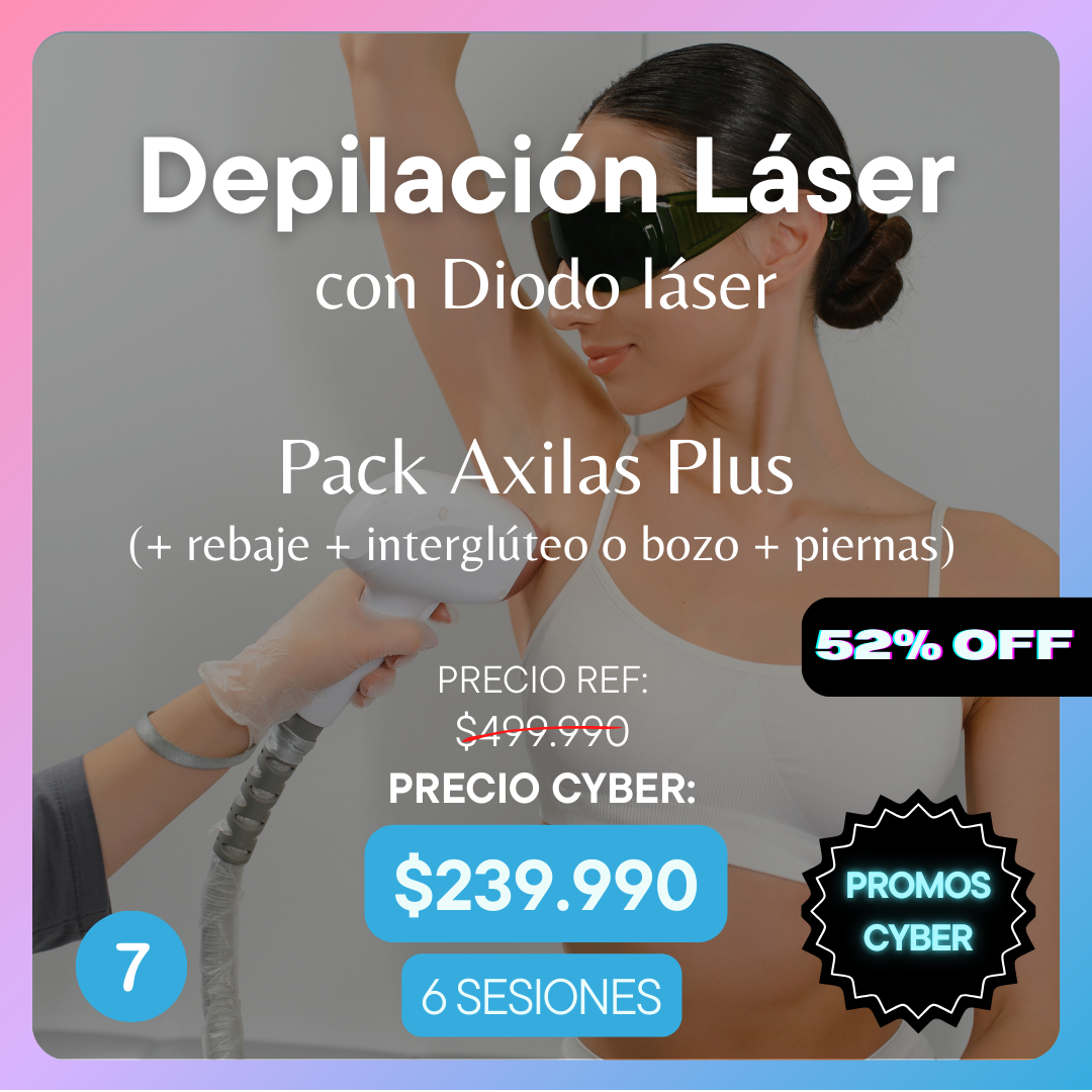 Promo Cyber 7 - Depilación Láser Pack Axilas Plus (+ rebaje + interglúteo o bozo + piernas)