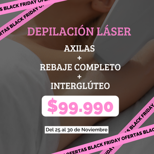 DEPILACIÓN LÁSER – Axilas + Rebaje + Interglúteo BLACK (6 SESIONES)