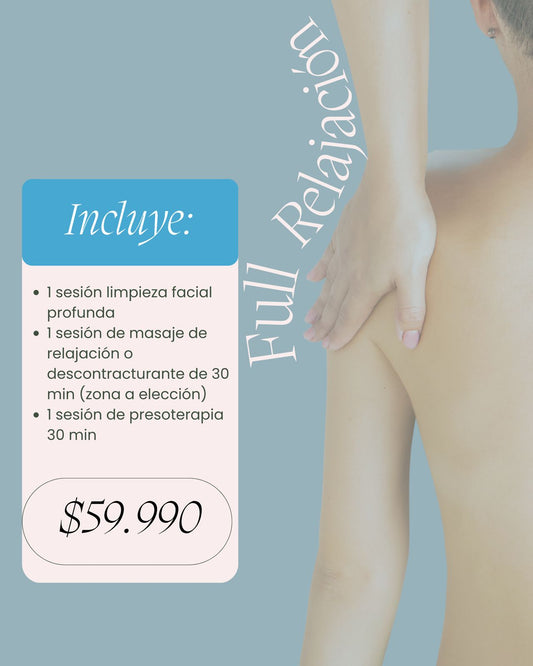 Promo Full Relajación - Masaje Relajación o Descontracturante, Presoterapia y Limpieza Facial Profunda