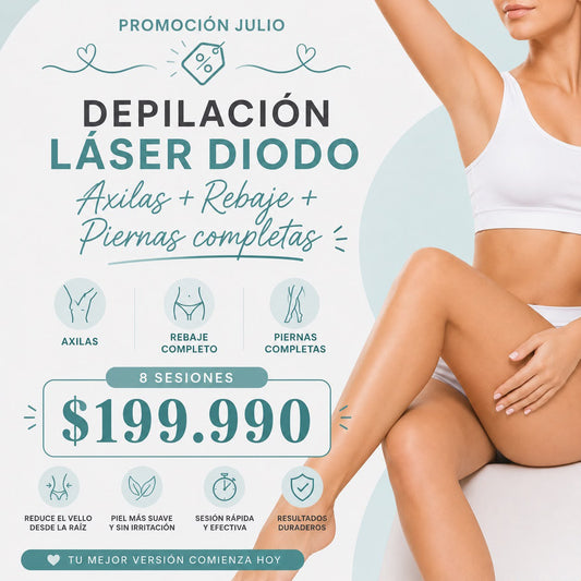 Depilación Láser Diodo - Axilas + Rebaje + Piernas Completas - Promoción Julio