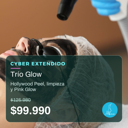 Trío Glow: Hollywood Peel, limpieza y Pink Glow, Cyber extendido $99.990