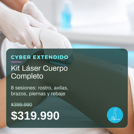 Kit Láser Cuerpo Completo, 8 sesiones, Cyber extendido $319.990
