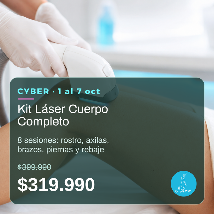 Kit Láser Cuerpo Completo, 8 sesiones, precio Cyber $319.990