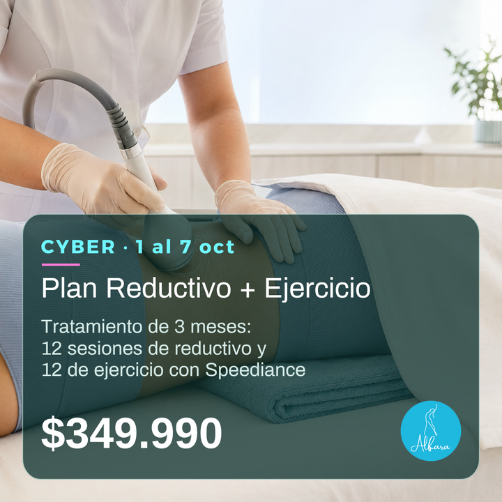 Plan Reductivo + Ejercicio · tratamiento de 3 meses · Cyber 1 al 7 oct · $349.990